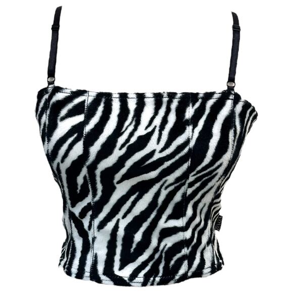 Y2k XOXO Faux Fur Zebra Tank - Picture 1 of 5